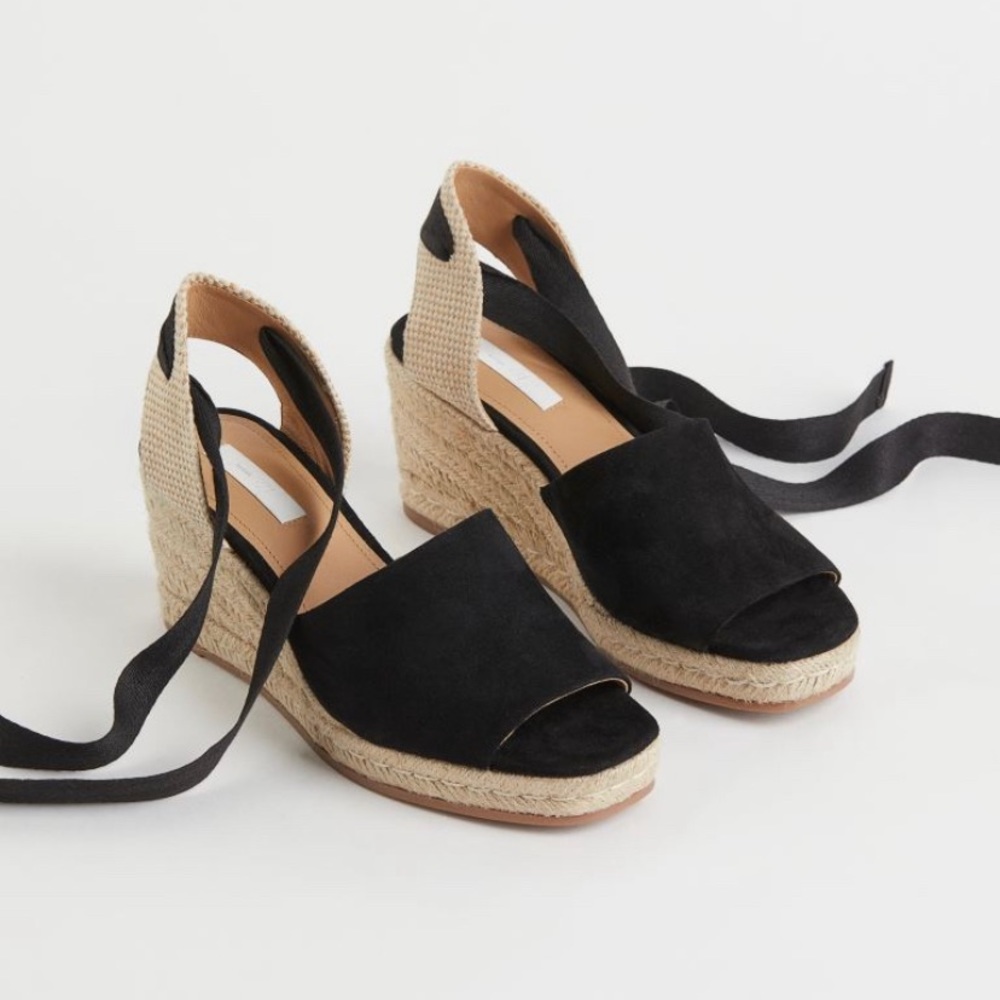 H&M suede premium espadrilles black